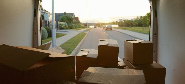 moving boxes in a van