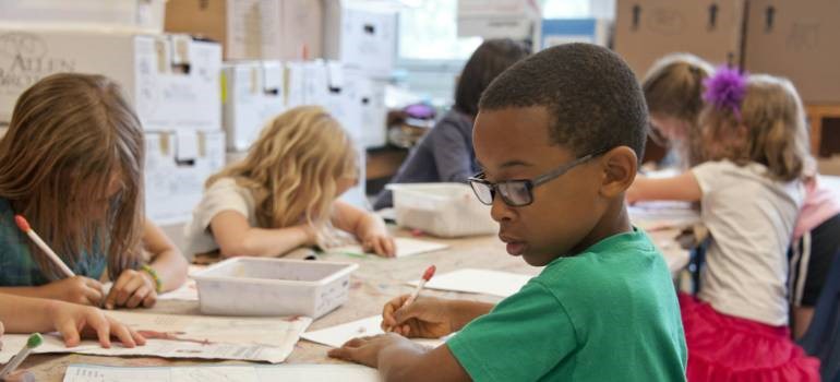 Students focused during classroom activity