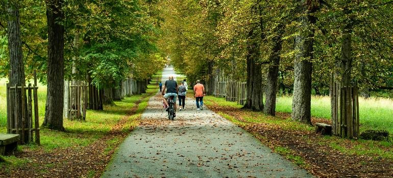 people taking a walk, which is one of the things you should keep doing even when packing