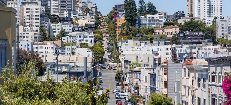 A view of the city from the hilltop, San Francisco. 