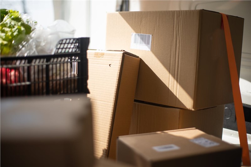 boxes loaded in a van 