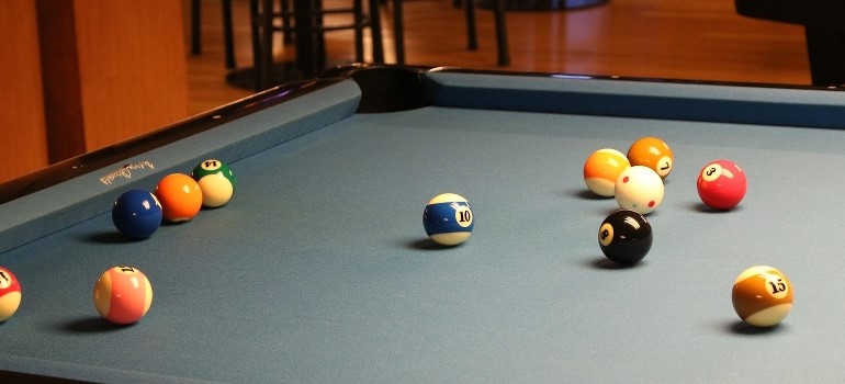 Balls on the pool table. 