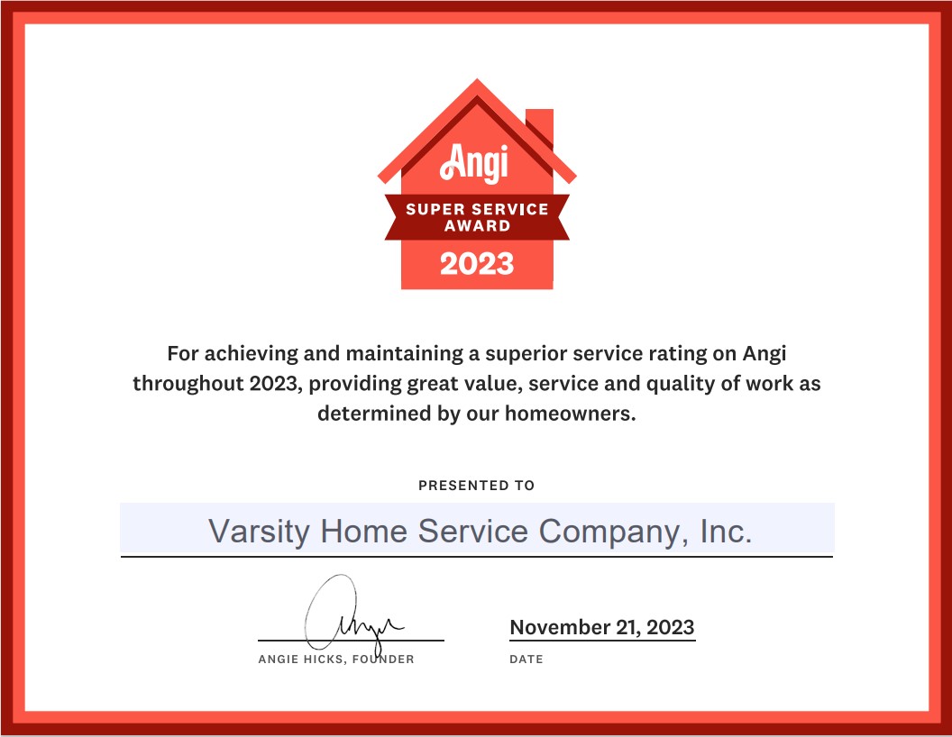Varsity Home Service Earns National “Angi Super Service” 2023 Award - Press Release