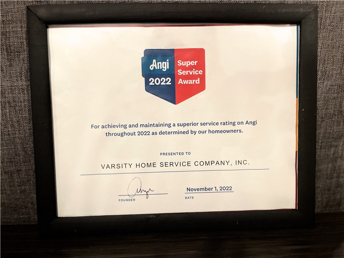 Varsity Home Service Earns National “Angi Super Service” 2022 Award - Press Release