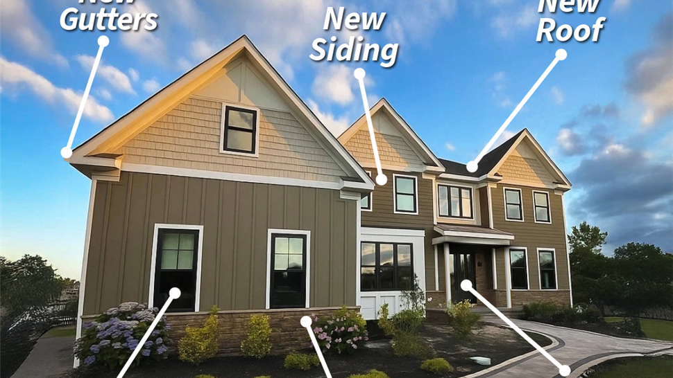 Full home exterior renovation in Cherry Hill NJ featuring new roof, siding, gutters, and doors