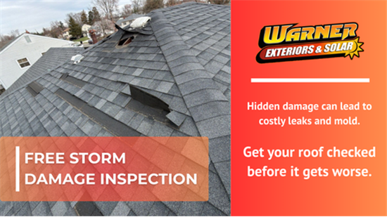 Storm damaged asphalt shingle roof with missing and lifted shingles after high winds in New Jersey