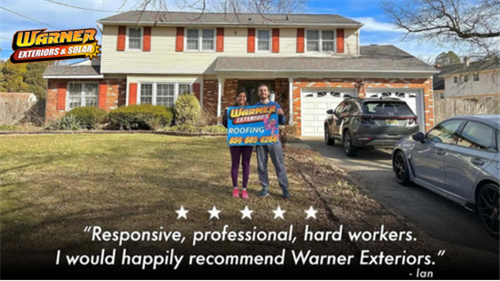 Roof replacement completed by Warner Exteriors in South Jersey with referral program offer