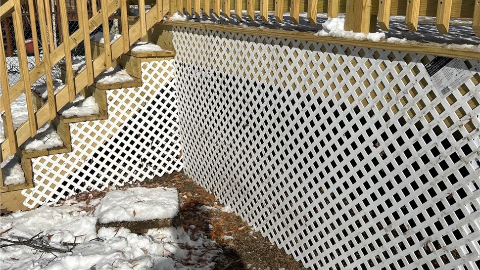 Treated wood deck stairs and lattice after replacement in Pennsauken NJ