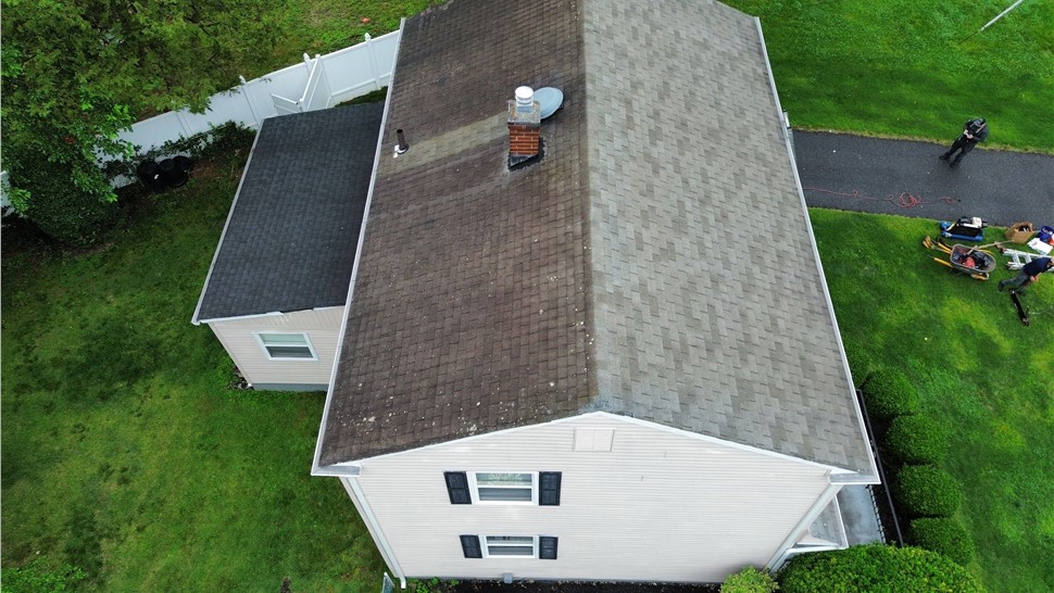Before asphalt roof replacement in Merchantville NJ showing worn shingles