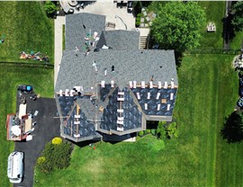 Roof replacement in progress in Clarksboro NJ Craftsman style home