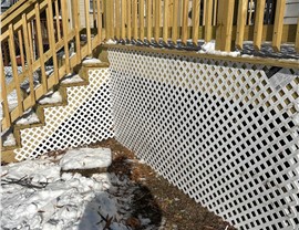 Treated wood deck stairs and lattice after replacement in Pennsauken NJ