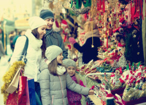 Family shopping at Christmas Trade Show