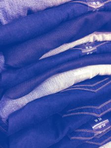 Jeans stacked vertically using the KonMari folding method