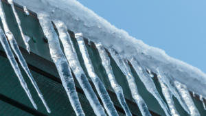 Icicles on a roof's edge