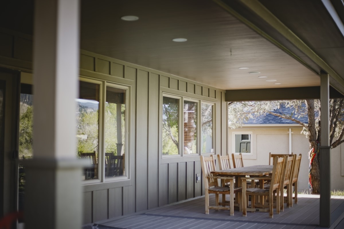 Colorado home with board and batten siding, vertical boards with raised battens.