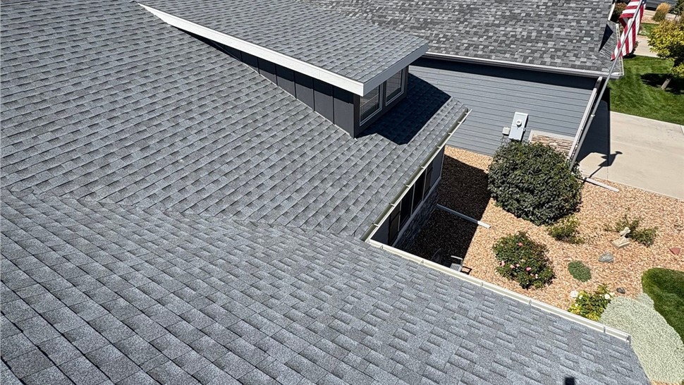 Wide view of a completed GAF ArmorShield II roof in Pewter Gray in Eaton, Colorado