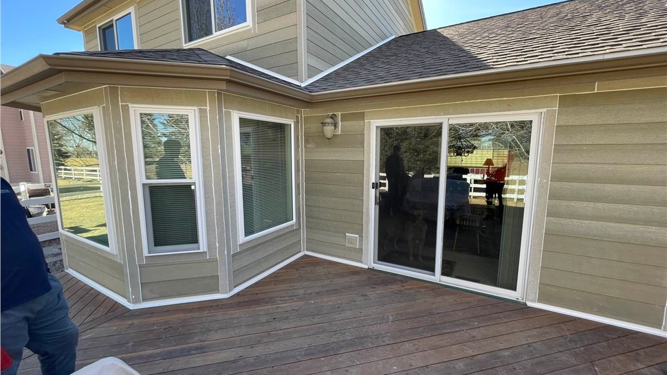 Completed James Hardie Primed siding replacement and ProVia Endure series window replacement in Loveland Colorado