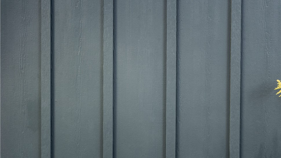 Close up of James Hardie Board and Batten in Iron Gray