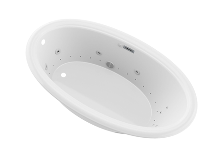 A white oval bathtubAI-generated content may be incorrect.
