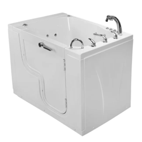 A white bathtub with silver faucetsAI-generated content may be incorrect.